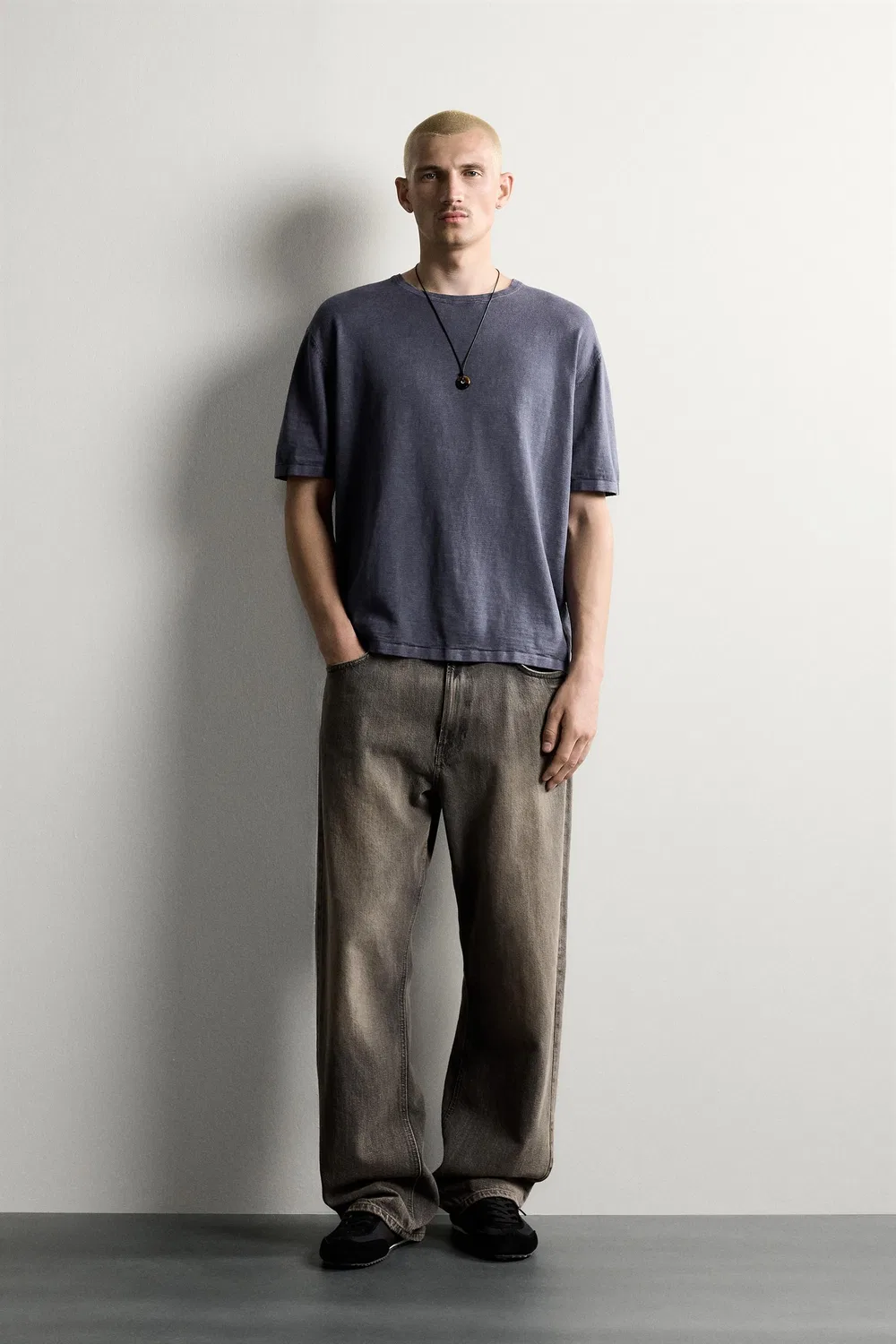 Футболка из текстурированного вяза ZARA, Ink blue