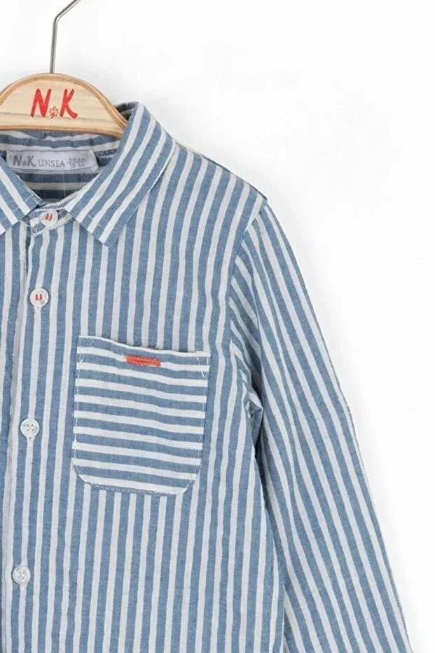 Детская рубашка для мальчиков с длинным рукавом Nk Kids, Blue — фото 2