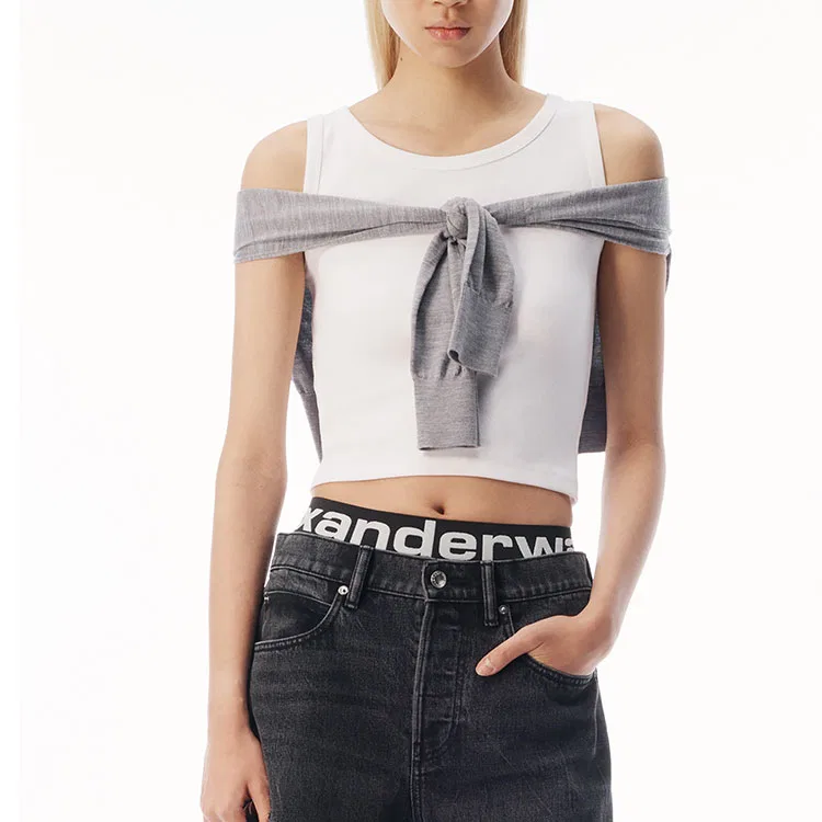 Женский топ-майка Alexander Wang, White Gray — фото 4