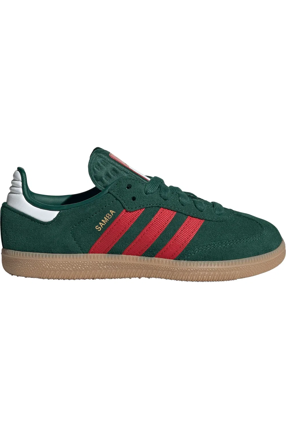 Детские кеды футбольные Samba OG adidas, Dark Green/Scarlet/Gum — фото 4