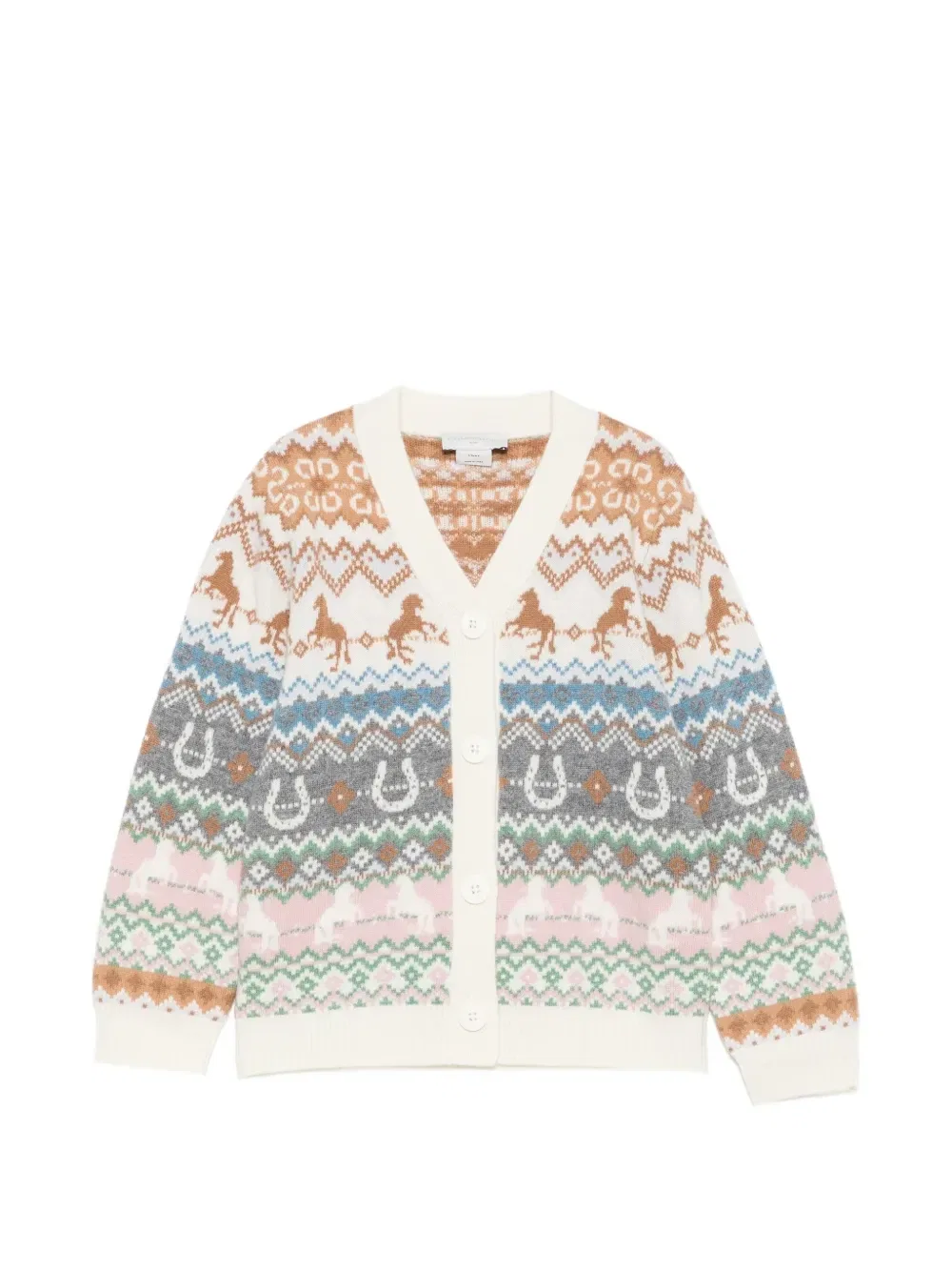 Кардиган на пуговицах с интарсией Stella McCartney Kids, бежевый