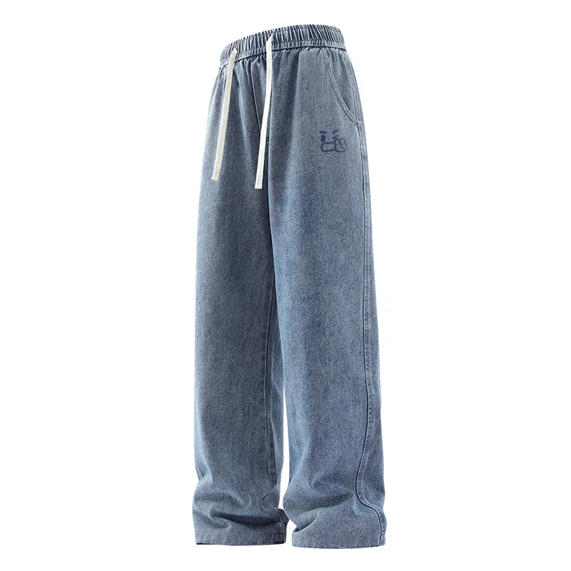 Детские джинсы прямого кроя Open Mouth Peace Gesture Pants Logo MINISO, Vintage Blue