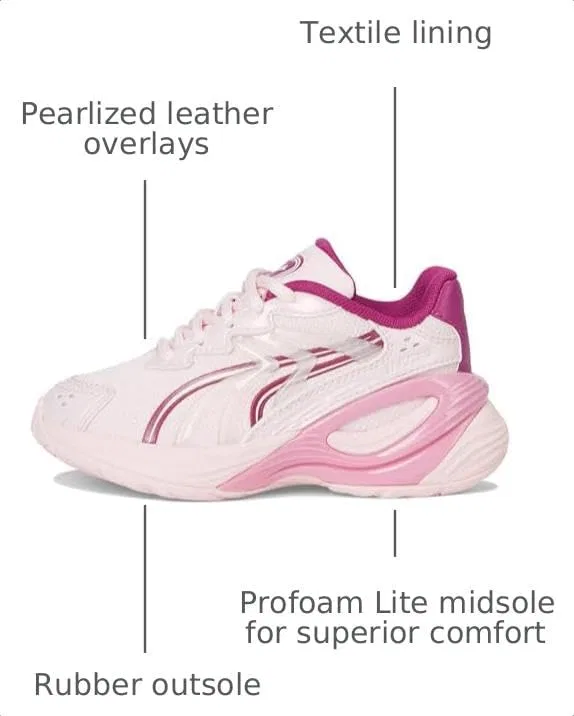 Детские кроссовки для девочек с принтом Inverse Glimmer PUMA, Whisp Pink/Jasmine Flower/Magenta Gleam — фото 3