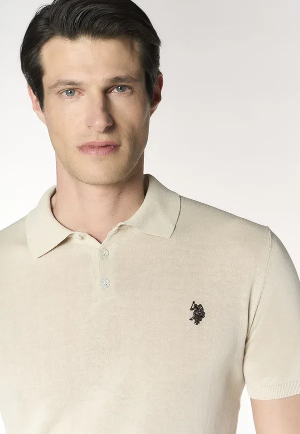 Поло из хлопка U.S. Polo Assn., Beige, бежевый — фото 4