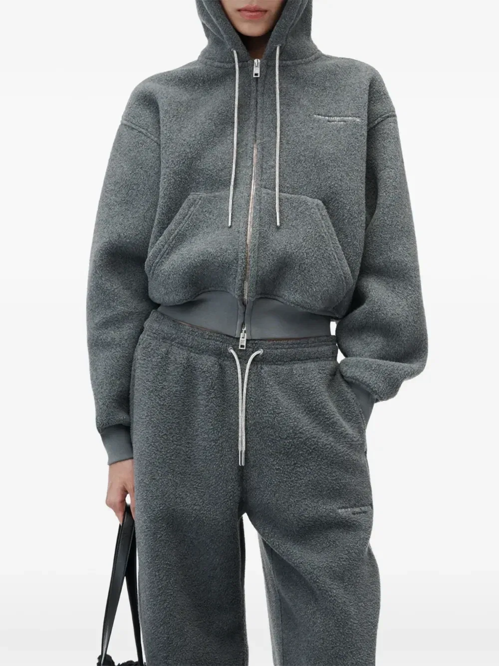 Укороченное худи на молнии Alexander Wang, серый — фото 2