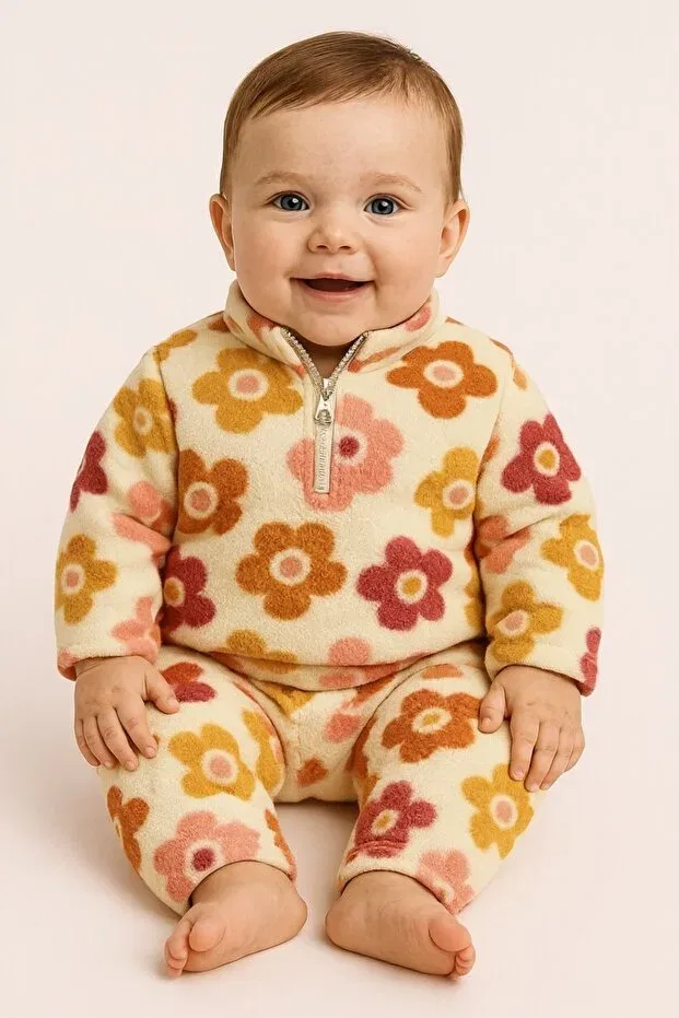 Детский спортивный костюм с принтом Velsoft flower printed tracksuit Gülerbebecix, Pink