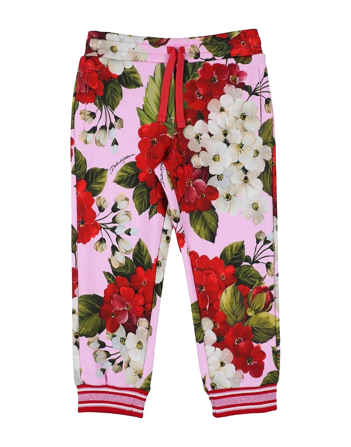 Детские спортивные штаны для девочек из футера с принтом Dolce&Gabbana, розовый
