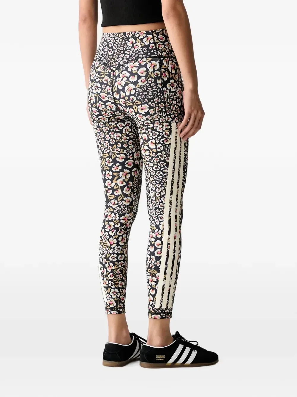 Леггинсы adidas X Farm Rio Optime с цветочным принтом, черный — фото 3