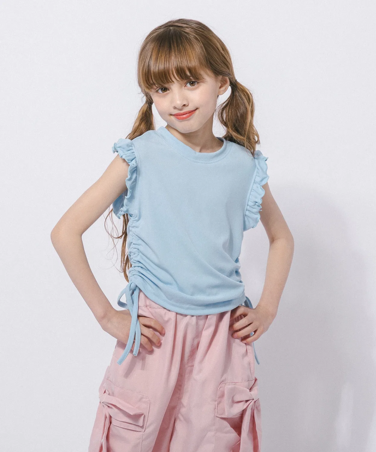 Детский топ с воланами и боковой сборкой French Sleeve Frill Side Gather URBAN CHERRY, Blue — фото 4