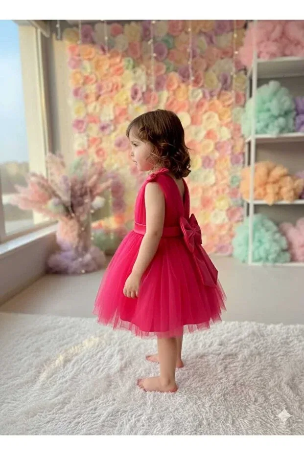 Детское платье для девочек с бантом на плече Penu Baby Kids, Fuchsia — фото 2
