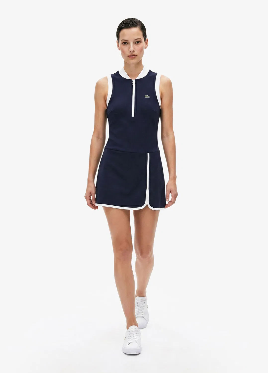 Платье Lacoste Classic Fit, спортивный стиль с полумолнией и логотипом крокодила, синий