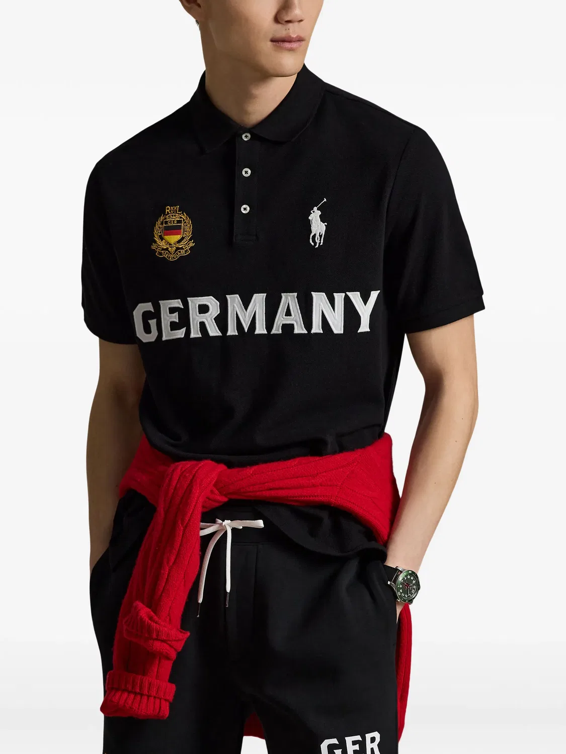 Рубашка поло Germany с вышитым логотипом Polo Ralph Lauren, черный — фото 2