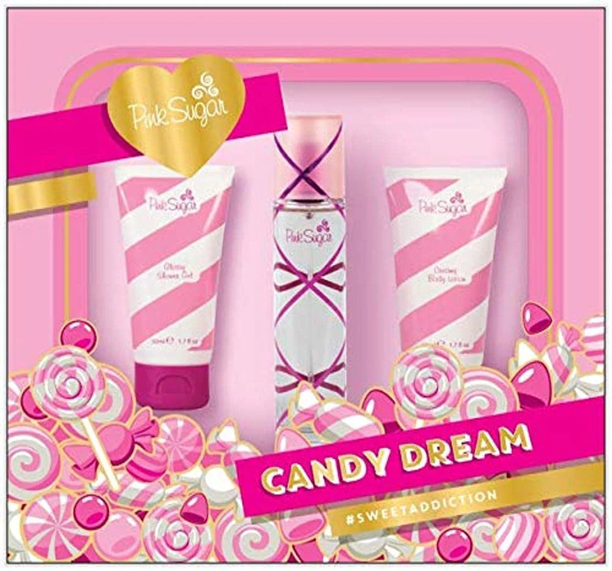 Гель для душа Pink Sugar, 50мл + Молочко для тела 50мл, набор 3 предмета