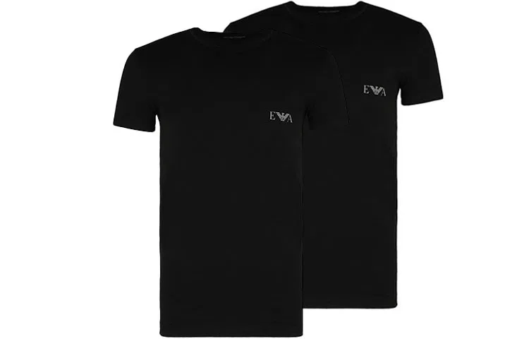 Мужская футболка с коротким рукавом, комплект из 2 штук, EMPORIO ARMANI, Black