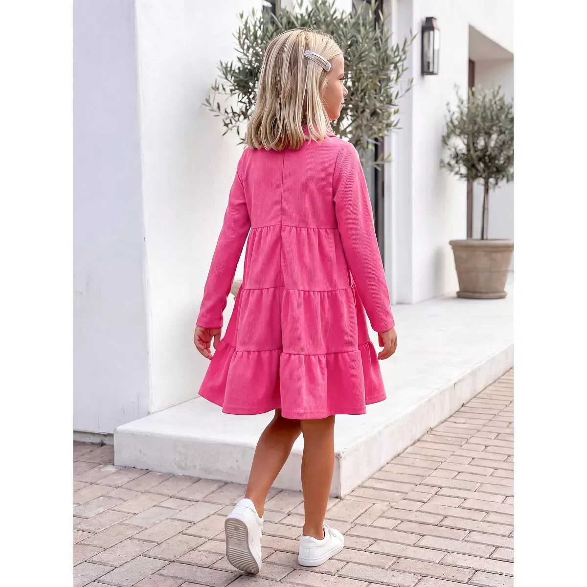 Детское платье для девочек с длинным рукавом INSPIRE CHIC, Pink — фото 4