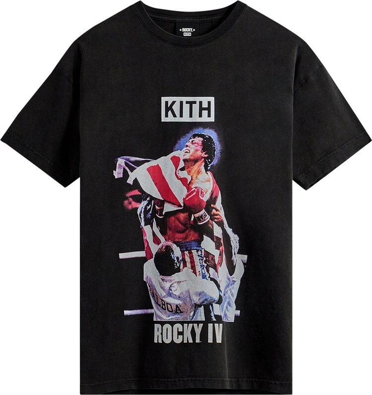 

Футболка Kith For Rocky IV Vintage Tee 'Black', черный