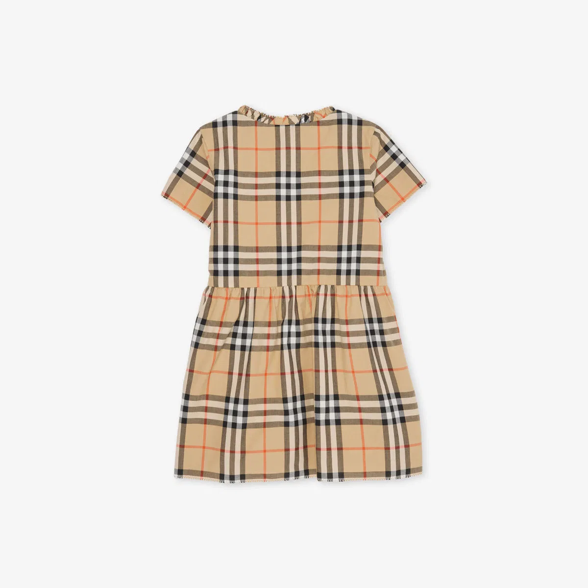 Хлопковое платье в клетку со сборками, 4 года Burberry — фото 3