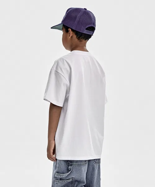 Детская футболка оверсайз с принтом Seoul Giant Fit Tシャツ White TAKEASY KIDS, Белый — фото 4