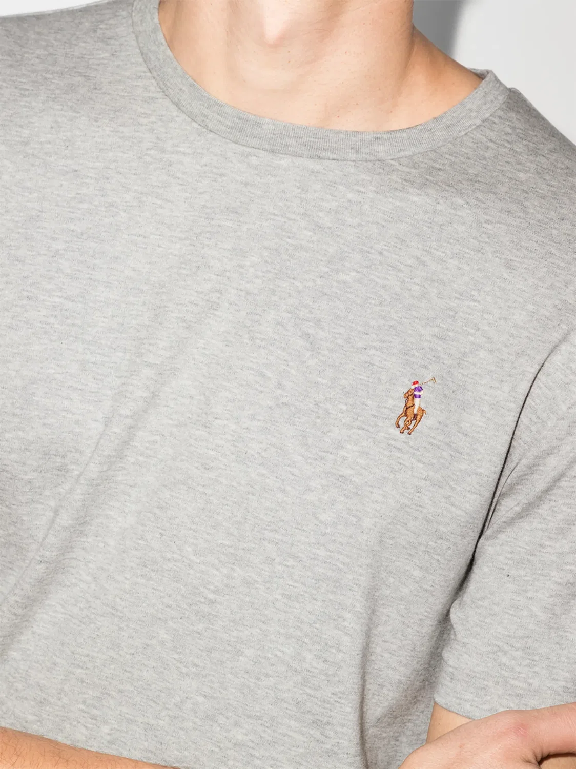 Polo Ralph Lauren Футболка с вышитым логотипом, серая — фото 4