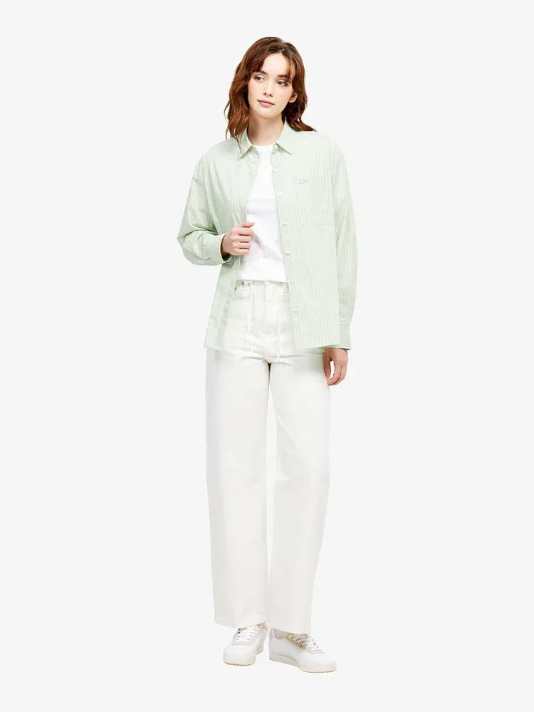 Рубашка LACOSTE Apple Green в полоску, свободного кроя — фото 4