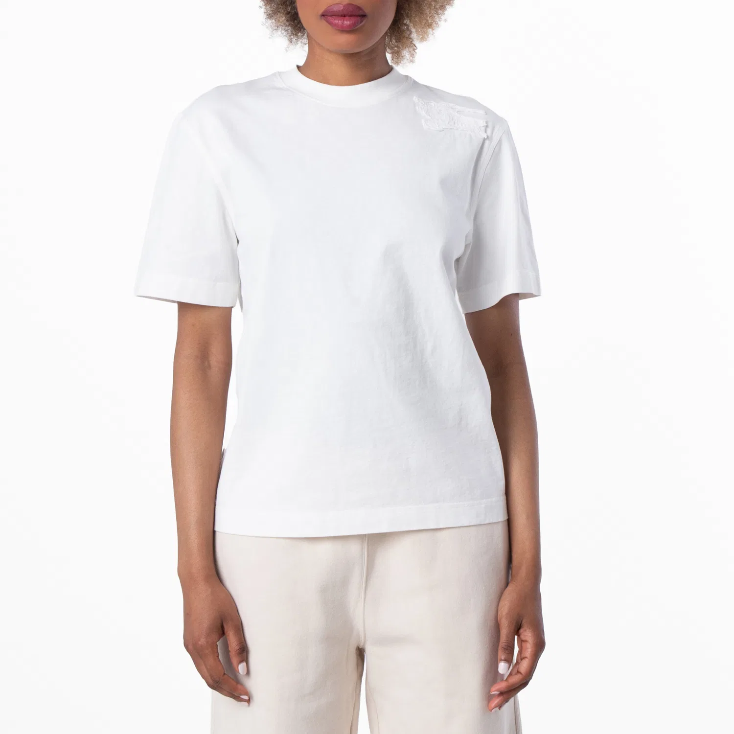 Футболка хлопковая с круглым вырезом Crew-Neck Cotton Jersey T-Shirt Burberry, Salt