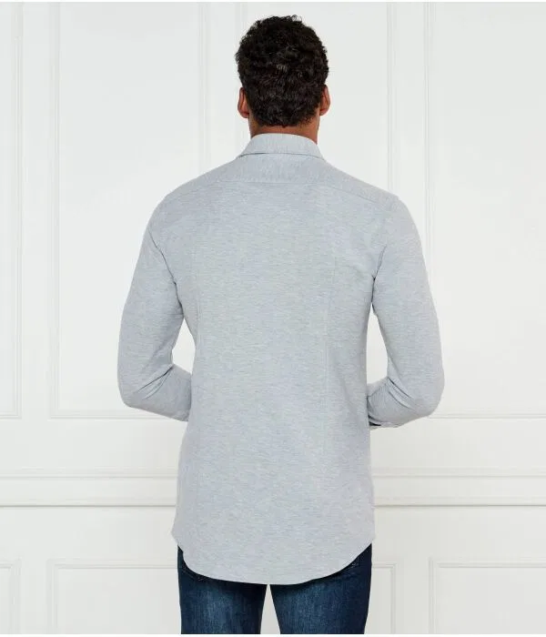 Мужская рубашка slim fit с принтом P-Hank-Spread-243 BOSS, серый — фото 3