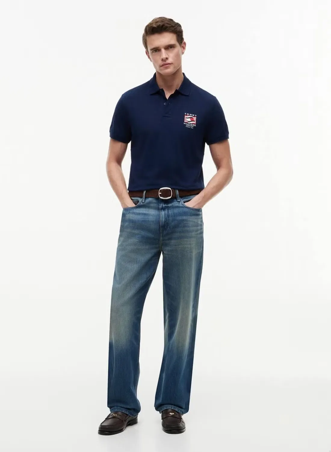 Поло с волнистым флагом Regular Fit Tommy Hilfiger, темно-синий — фото 4