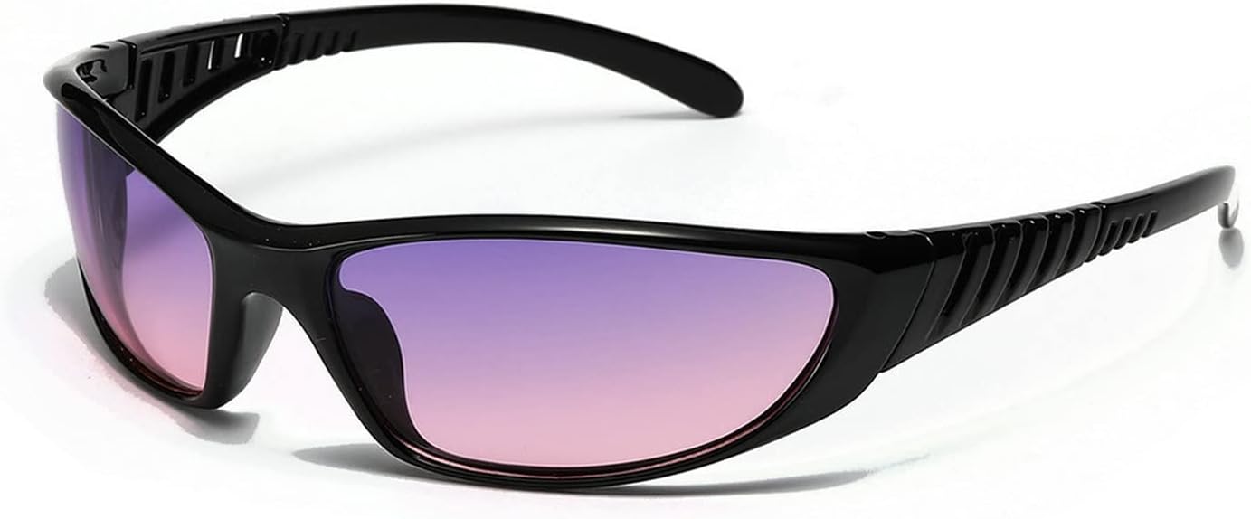 

Солнцезащитные очки Laureles Wrap Around Y2K для женщин и мужчин, солнцезащитные очки-щитки с плоской верхней частью, футуристические солнцезащитные очки с градиентными линзами, Gradient Purple