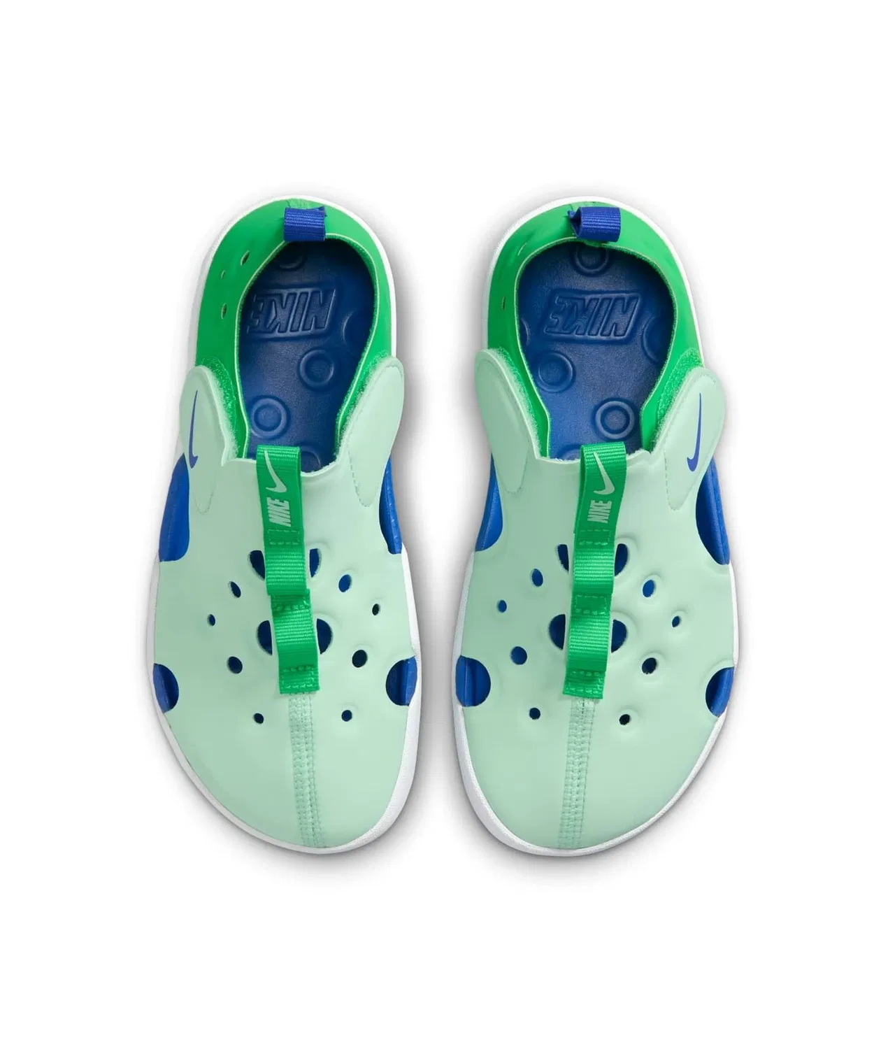 Детские сандалии с закрытым носком и пяткой, с ремешками, модель Sunray Protect 4 NIKE, Arctic Green/Green Spark/White/Racer Blue — фото 4