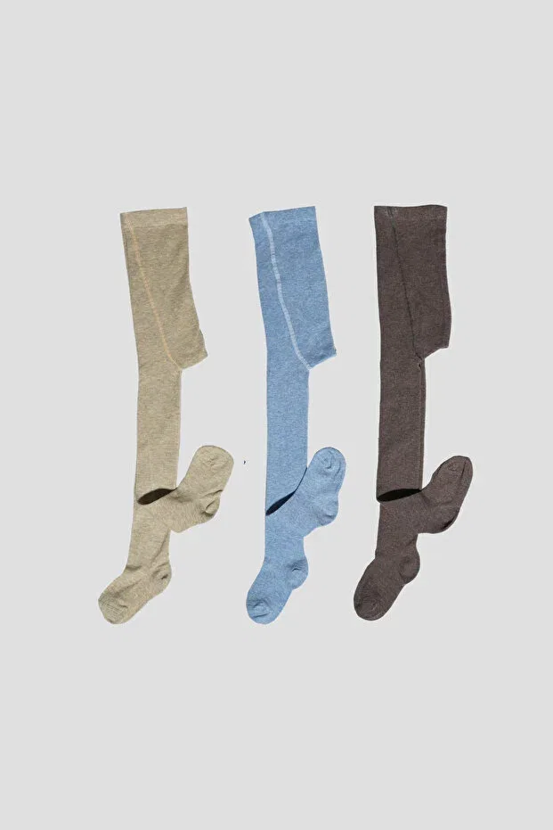 Детские колготки для девочек хлопковые 3 пары Defne Baby, Gray-Blue-Brown — фото 2