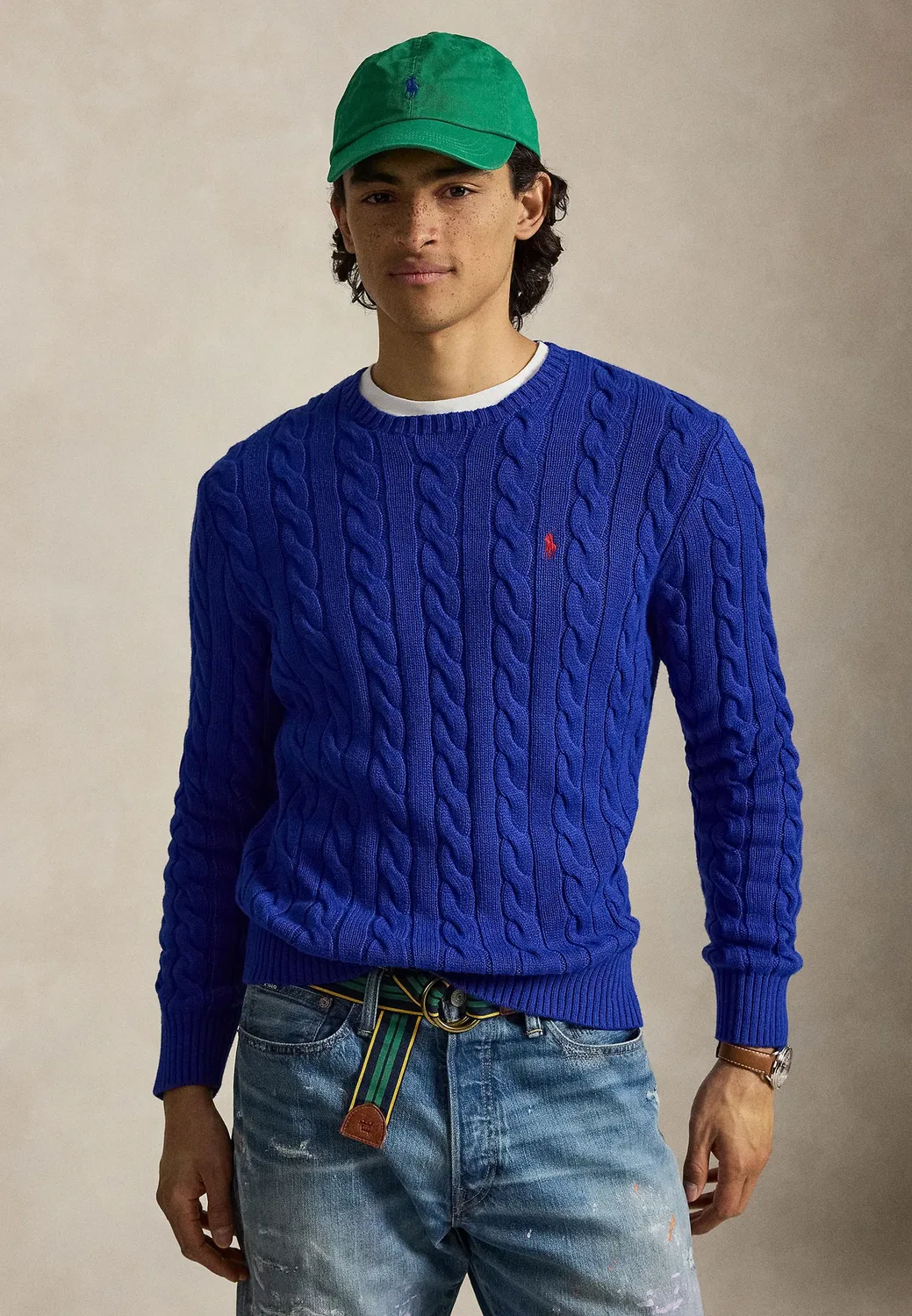 Хлопковый свитер крупной вязки - джемпер Polo Ralph Lauren, Active Royal