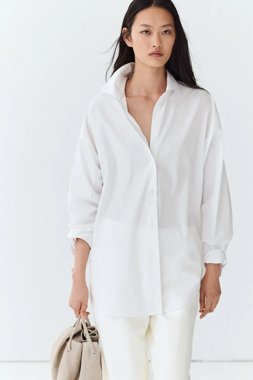 Рубашка Massimo Dutti, хлопковая, белый — фото 2