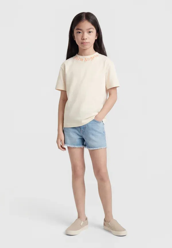 Футболка хлопковая Neck logo tee unisex Palm Angels, Off-white, белый