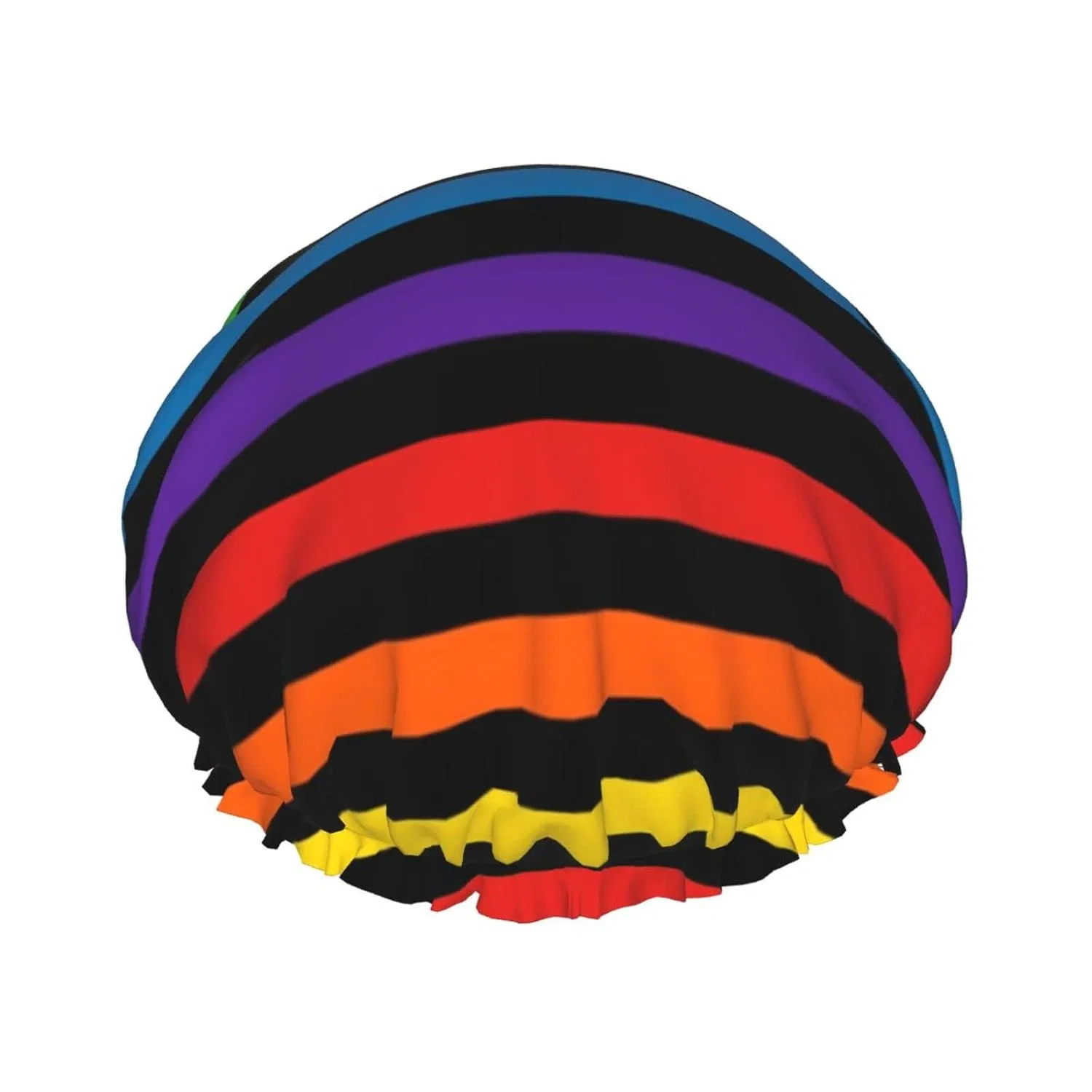 Водонепроницаемая шапочка для душа Oudrspo, двухслойная, Stripes Horizontal Rainbow