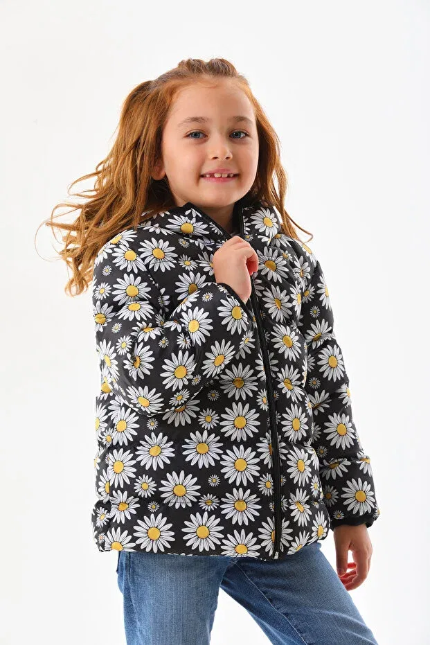 Детское зимнее пальто с принтом Daisy Pattern Roba Kids, Colored