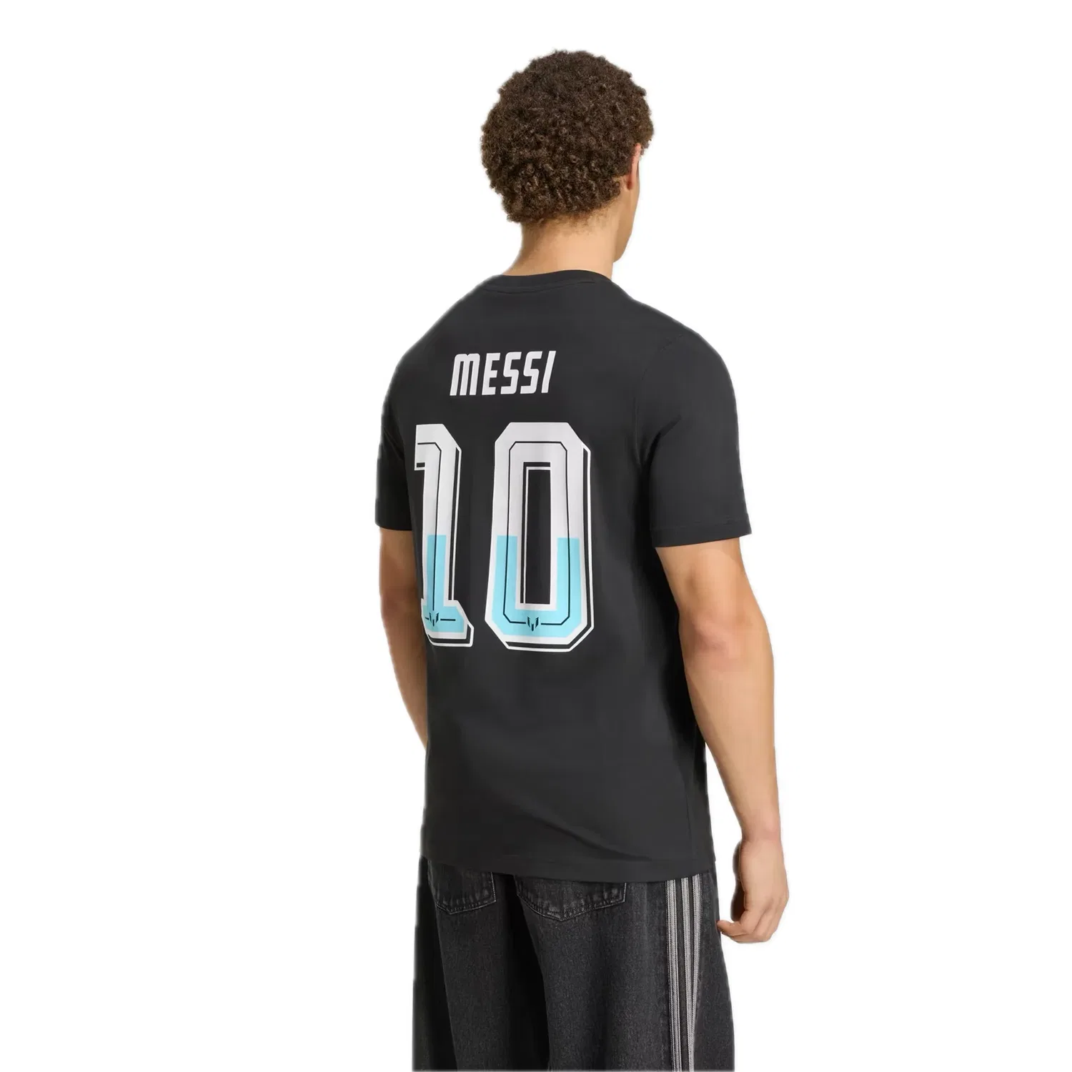 Мужская футболка с принтом Messi Name and Number Adidas, черный — фото 2