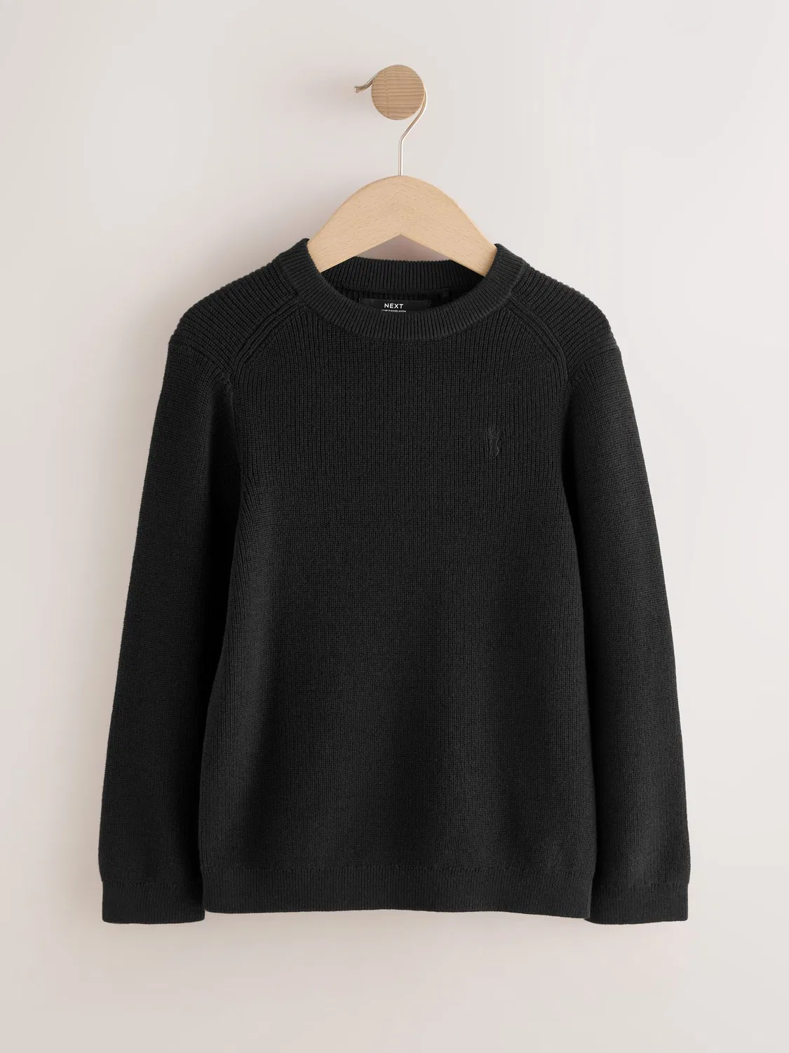 Джемпер с круглым вырезом, Black With Stag Next, черный