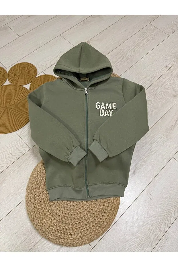 Детский кардиган на молнии с капюшоном Bal Küpü Butik, Khaki — фото 2