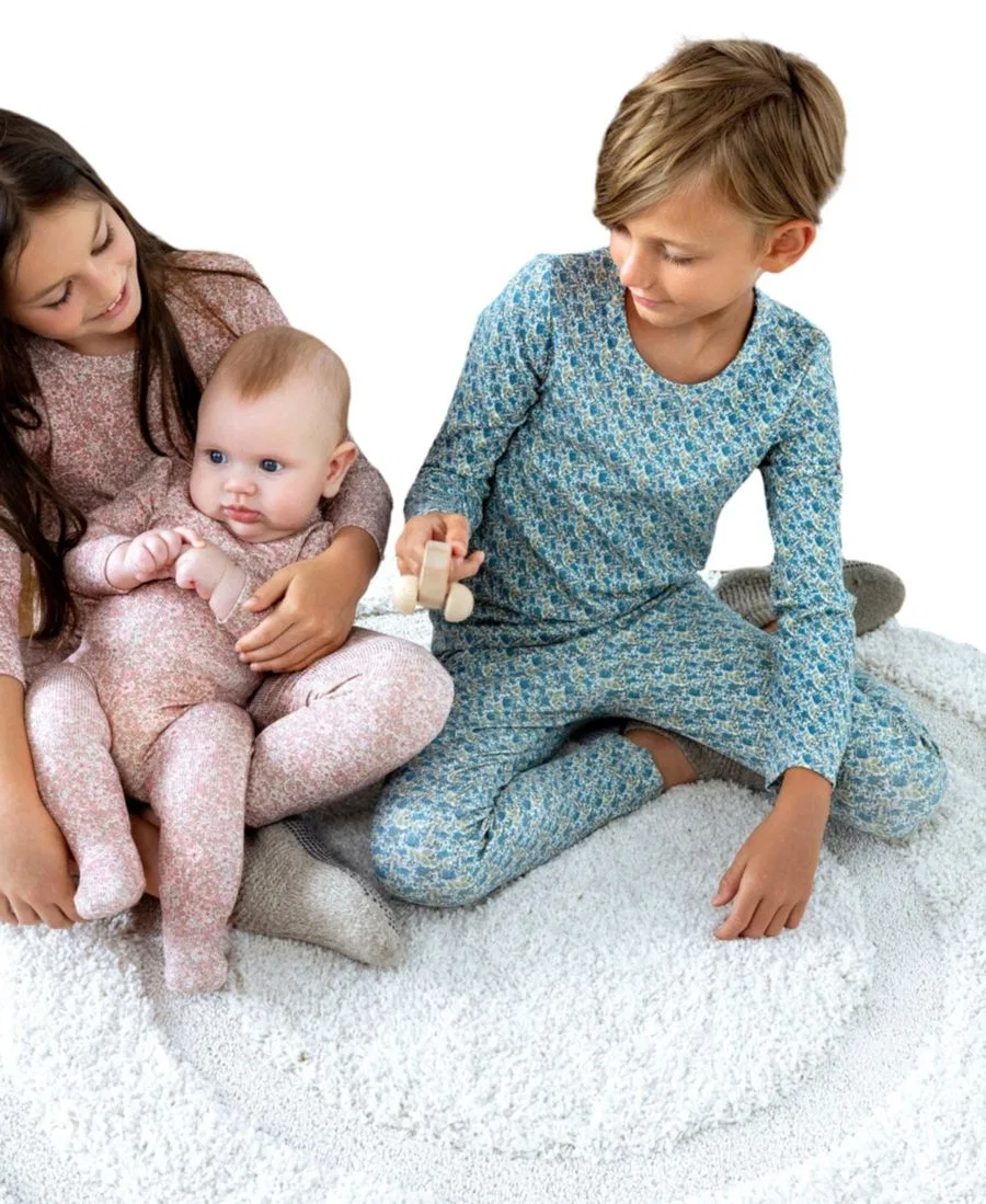 Комплект пижамы с цветочным принтом, с длинным рукавом NoggiWear, Blue Floral — фото 4