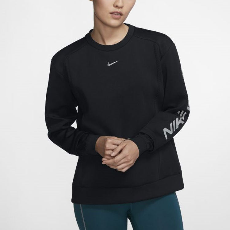 Худи (WMNS) Nike Pro Sports Running Printing Round Neck Pullover Black Hoodie — фото 4