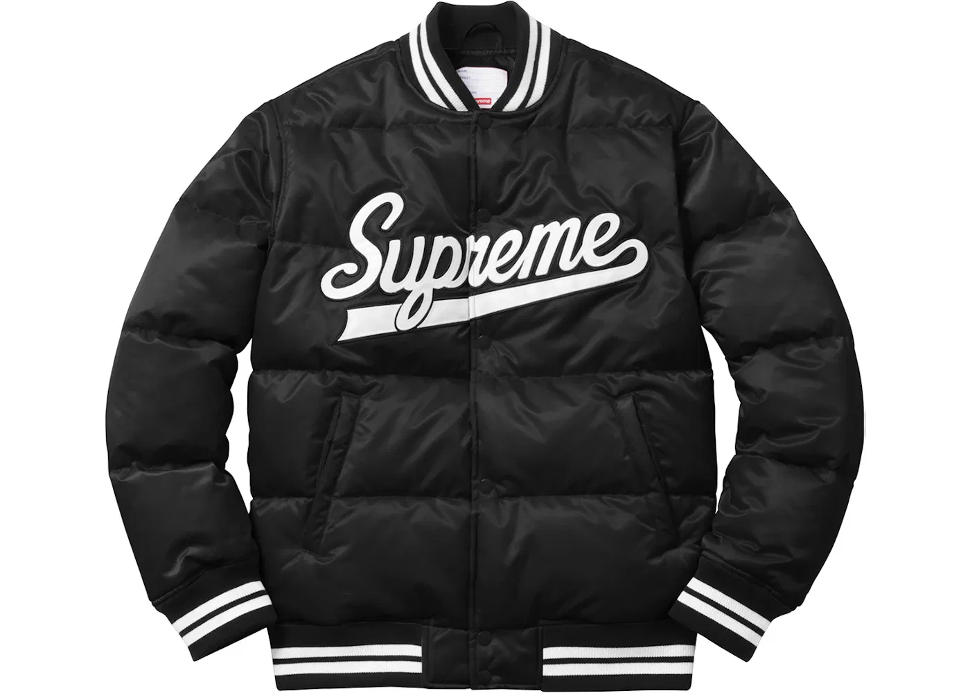 Мужская куртка-бомбер с принтом Supreme Script Varsity Puffy Jacket Supreme, Black