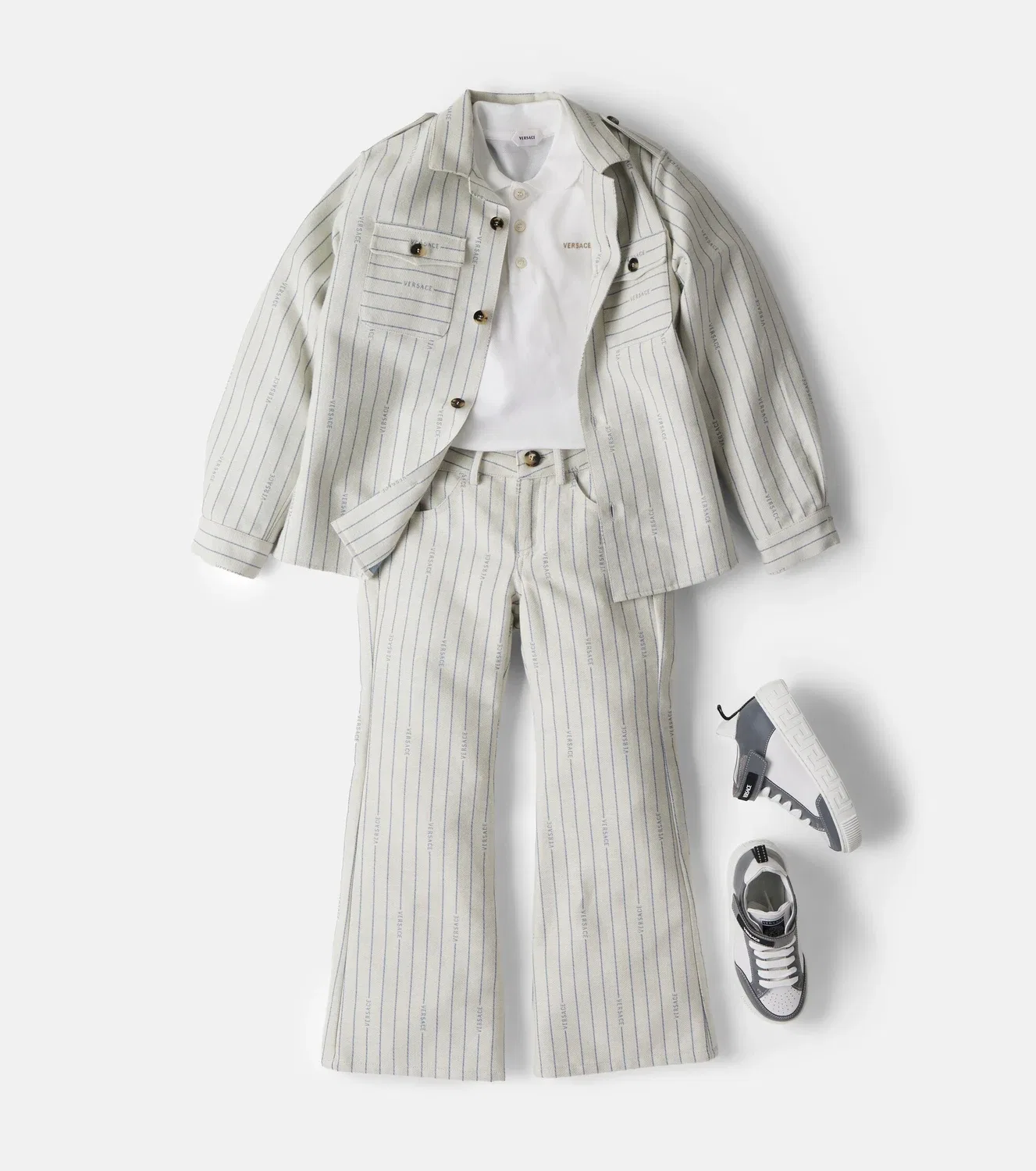 Легкая куртка хлопковая Versace Kids, бежевый — фото 2