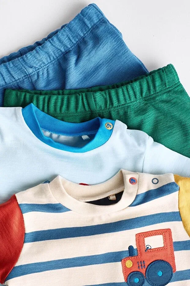 Детский комплект из футболки и шорт с принтом Blue Tractor Next Baby, Blue — фото 4