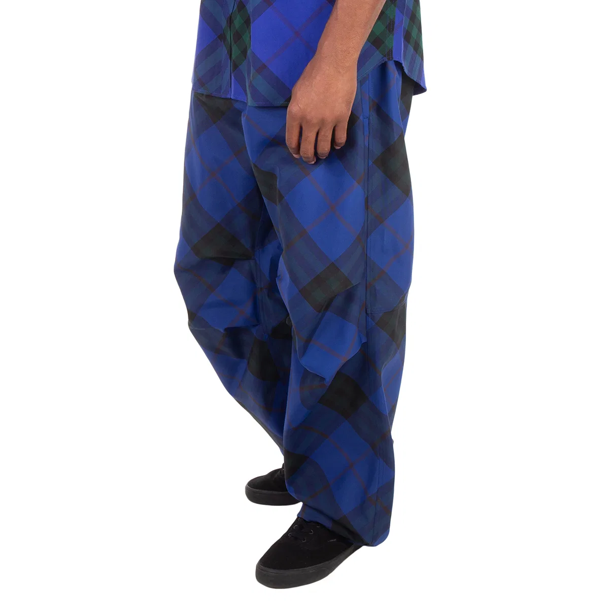 Брюки прямого кроя с принтом Straight Leg Checkered Twill Trousers Burberry, Blue — фото 3