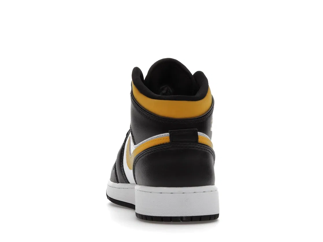 Детские кроссовки с замшевыми вставками Jordan 1 Mid, White/Pollen-Black — фото 4