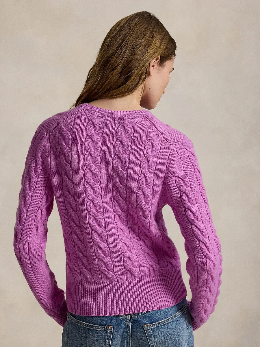 Вязаный кардиган Polo Ralph Lauren розового цвета — фото 3