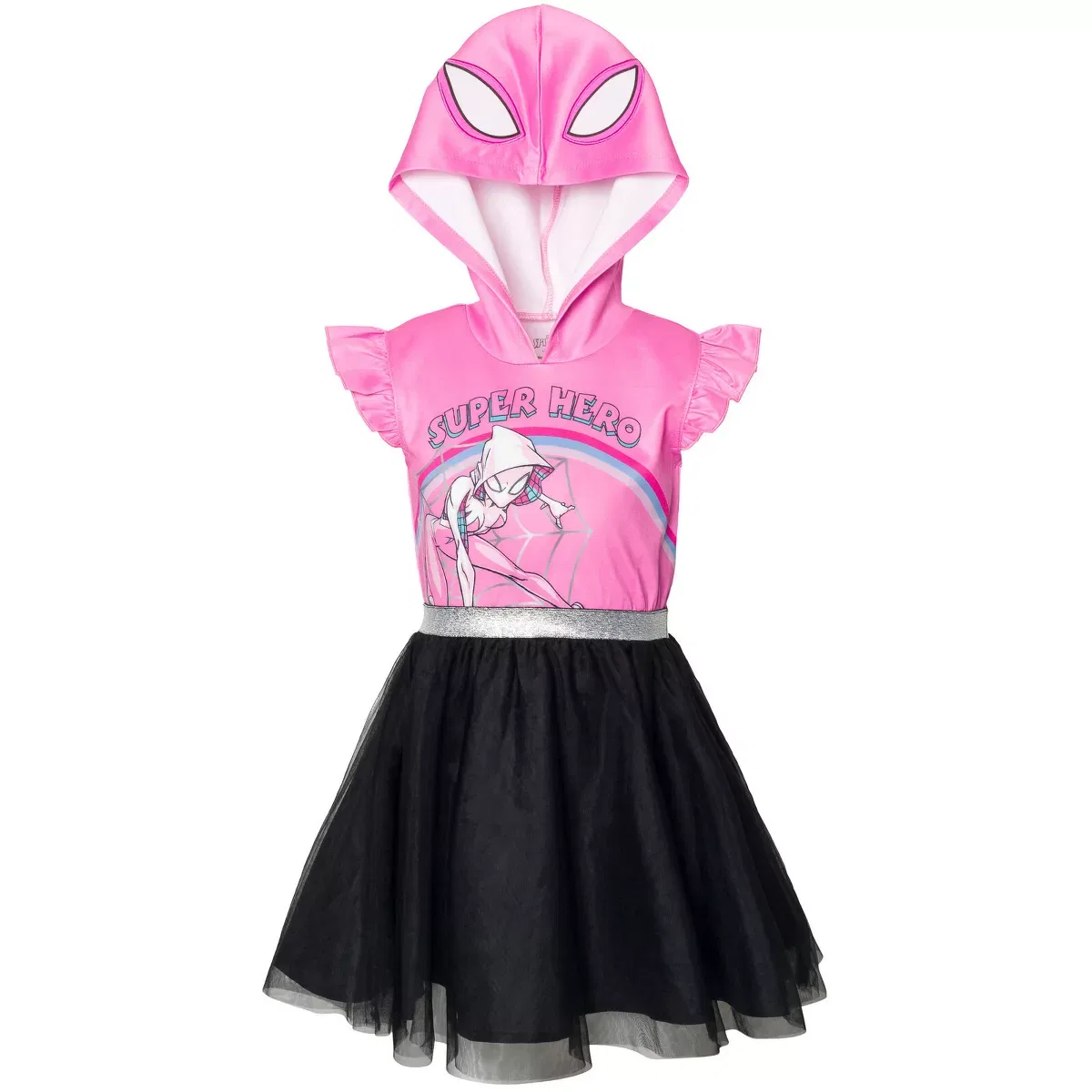 Детское платье для девочек без рукавов с капюшоном Marvel Spider-Gwen Ghost Spider, Pink