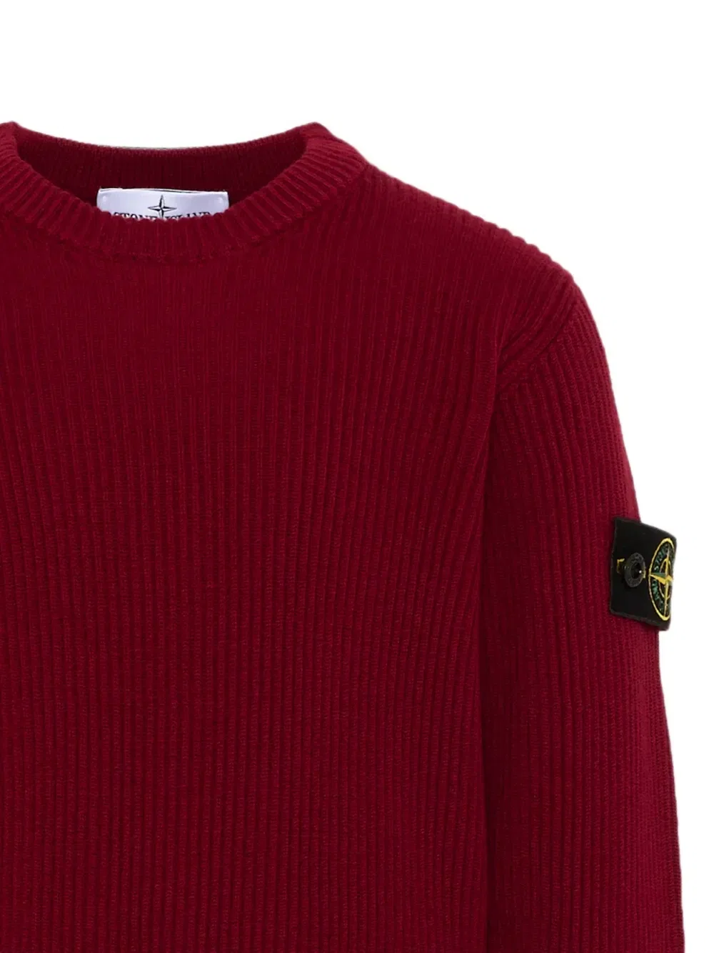 Свитер в рубчик с логотипом-нашивкой Stone Island Junior, красный — фото 4