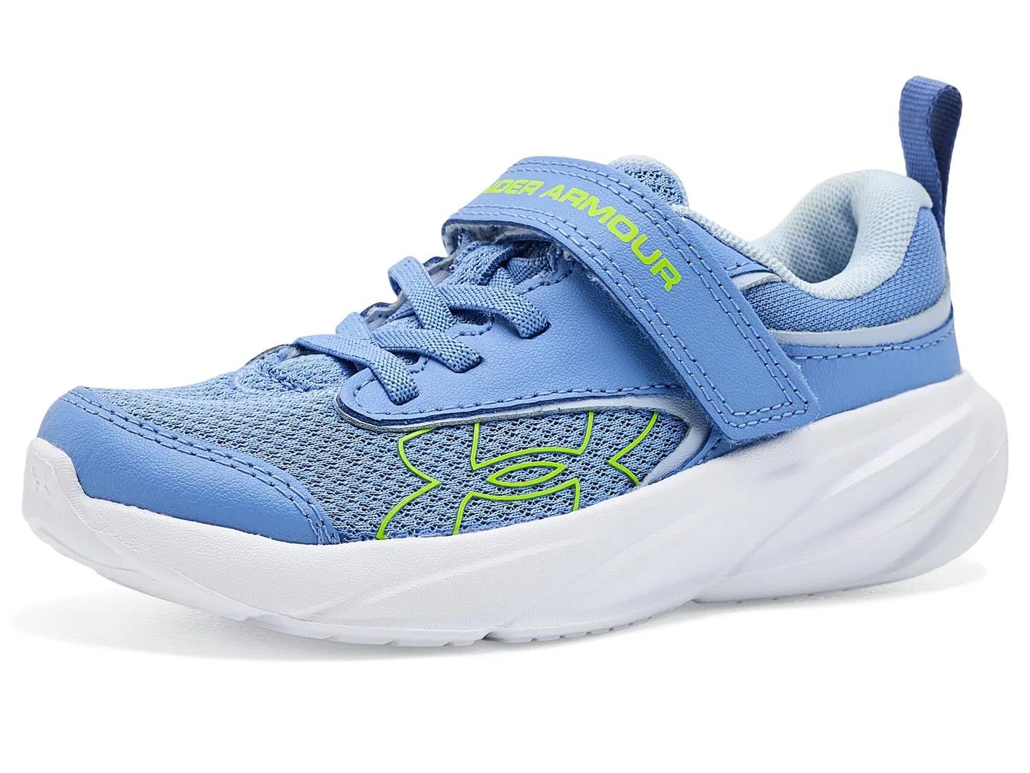 Детские кроссовки Pre School Surge 5 с альтернативной застежкой (для малышей) Under Armour Kids, Blue Float/Spackle Blue/Green Citrine — фото 2