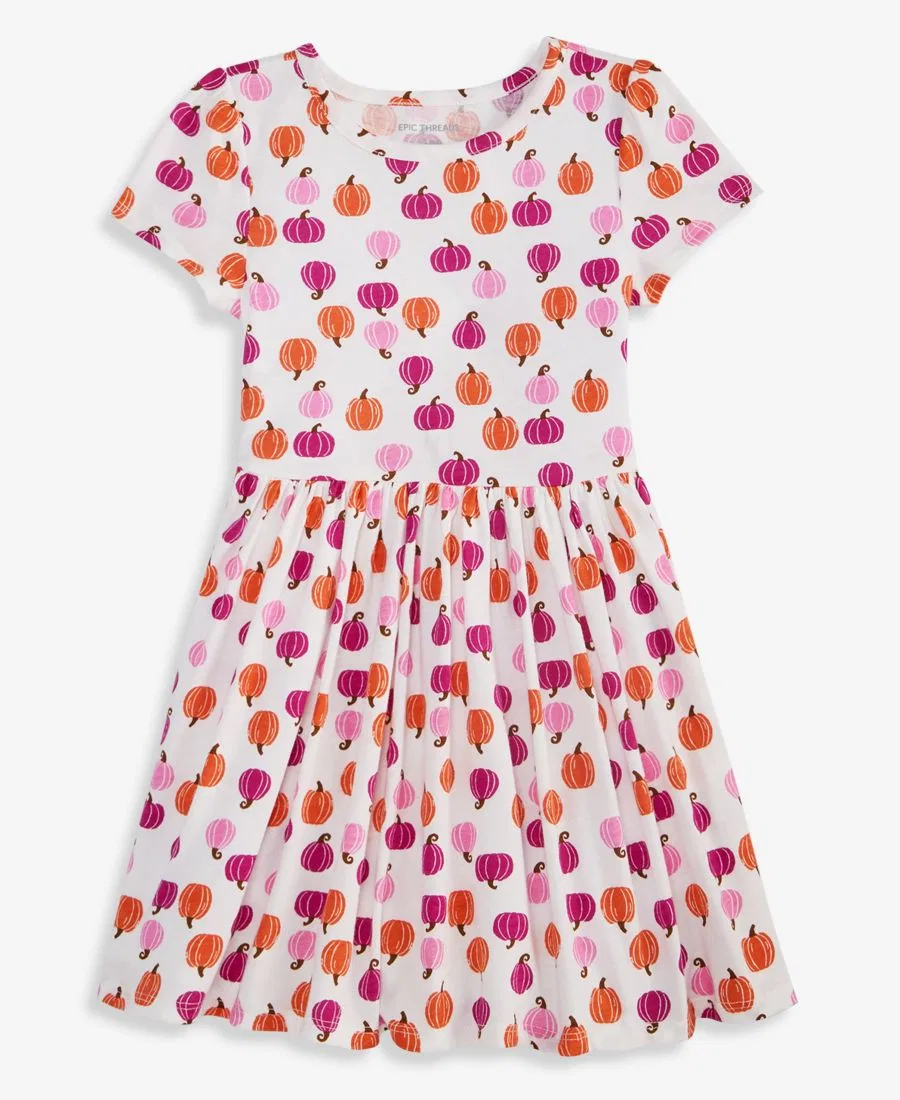 Платье с хлопковым принтом Pumpkin-Print Epic Threads, Angel Whit